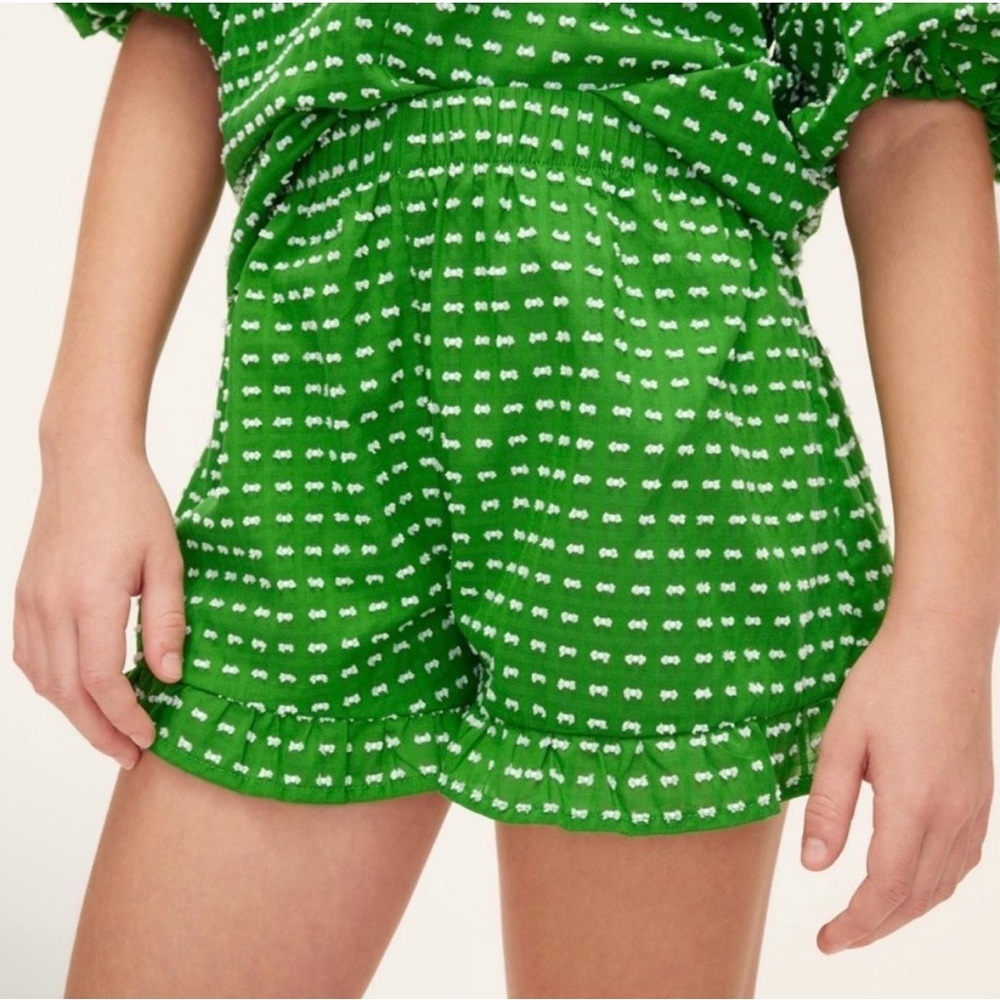 kate spade Green Printed Ruffle Hem Kids High-Waist Shorts NWT
